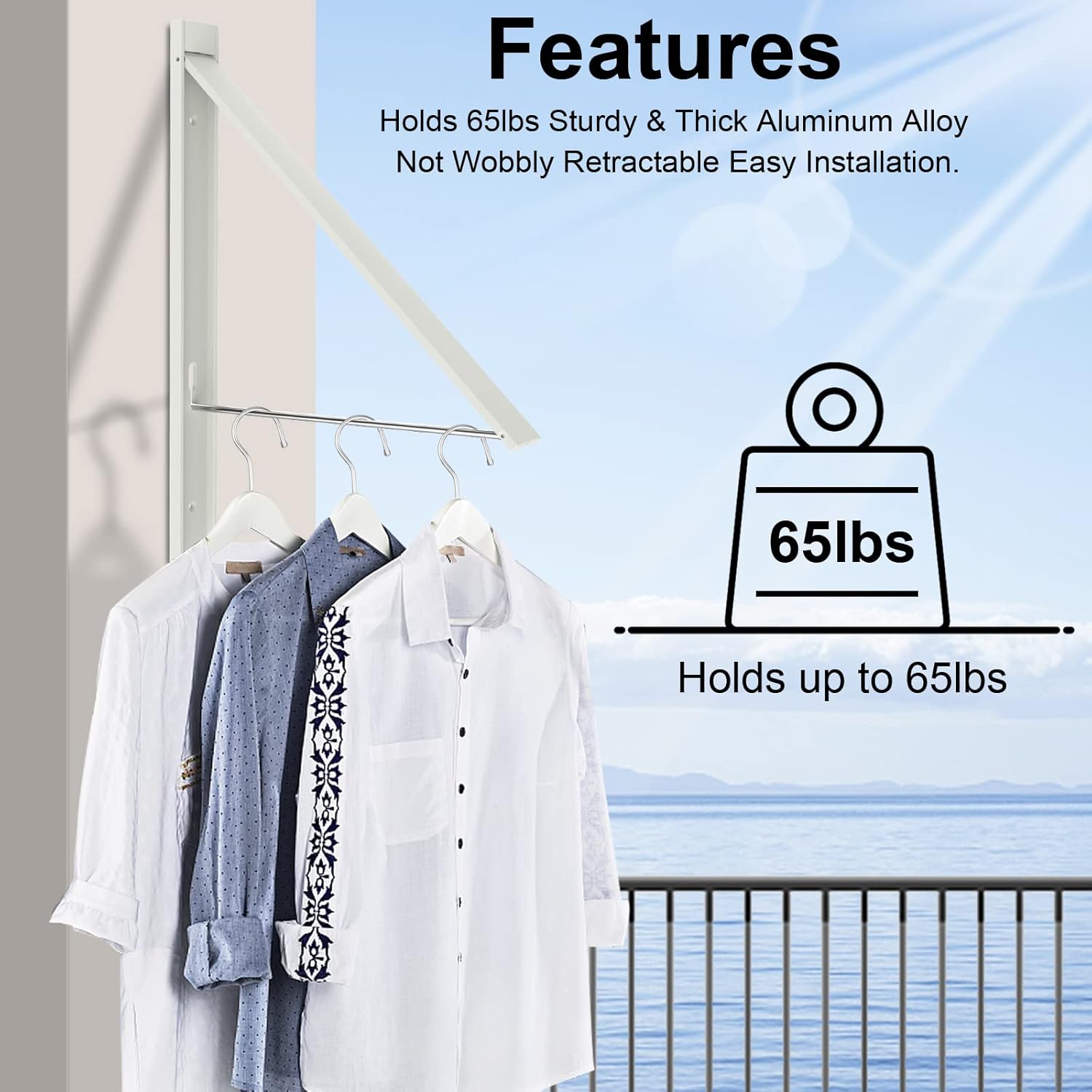 Retractable Clothes Drying Rack Space Saver Wall Mounted Folding Hanger