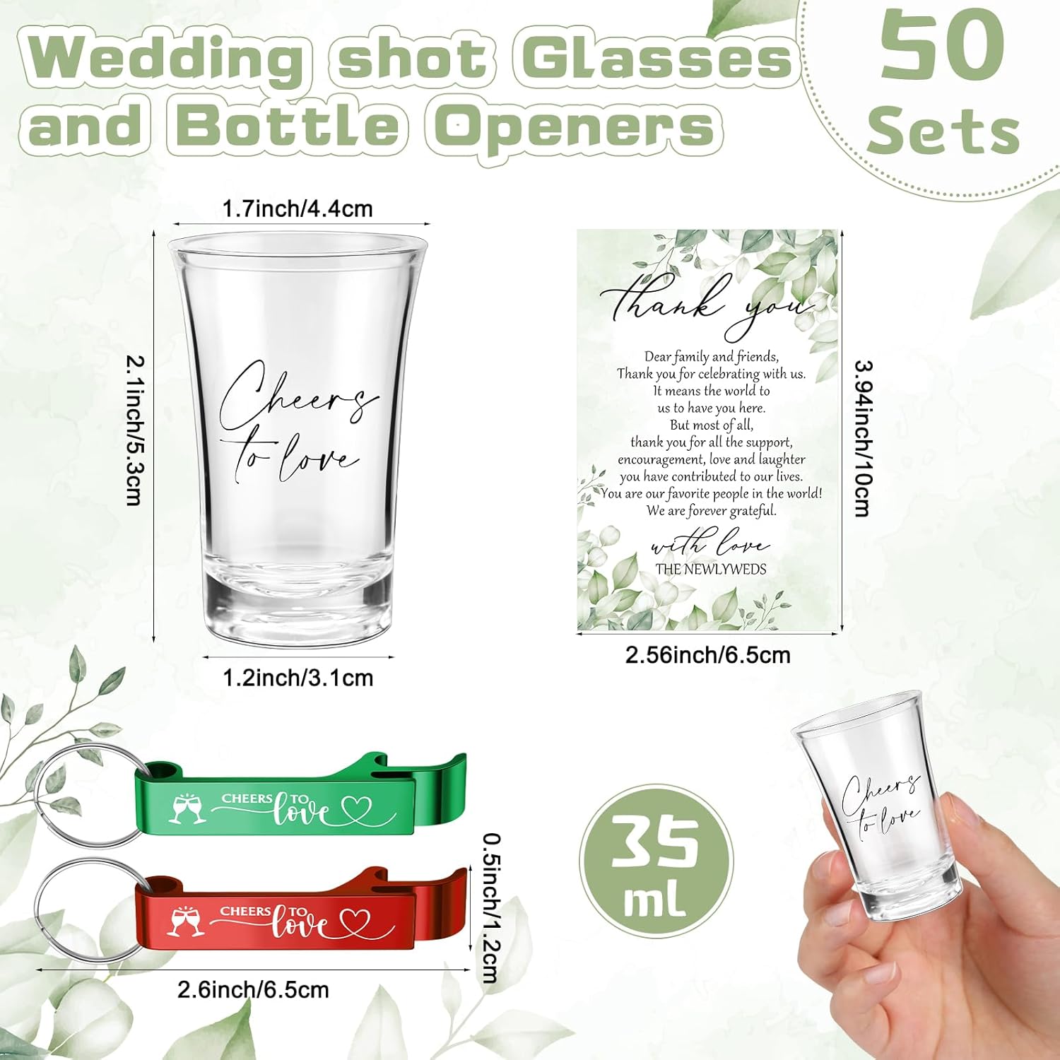 200 Pcs Wedding Favors Set with Shot Glasses and Bottle Openers
