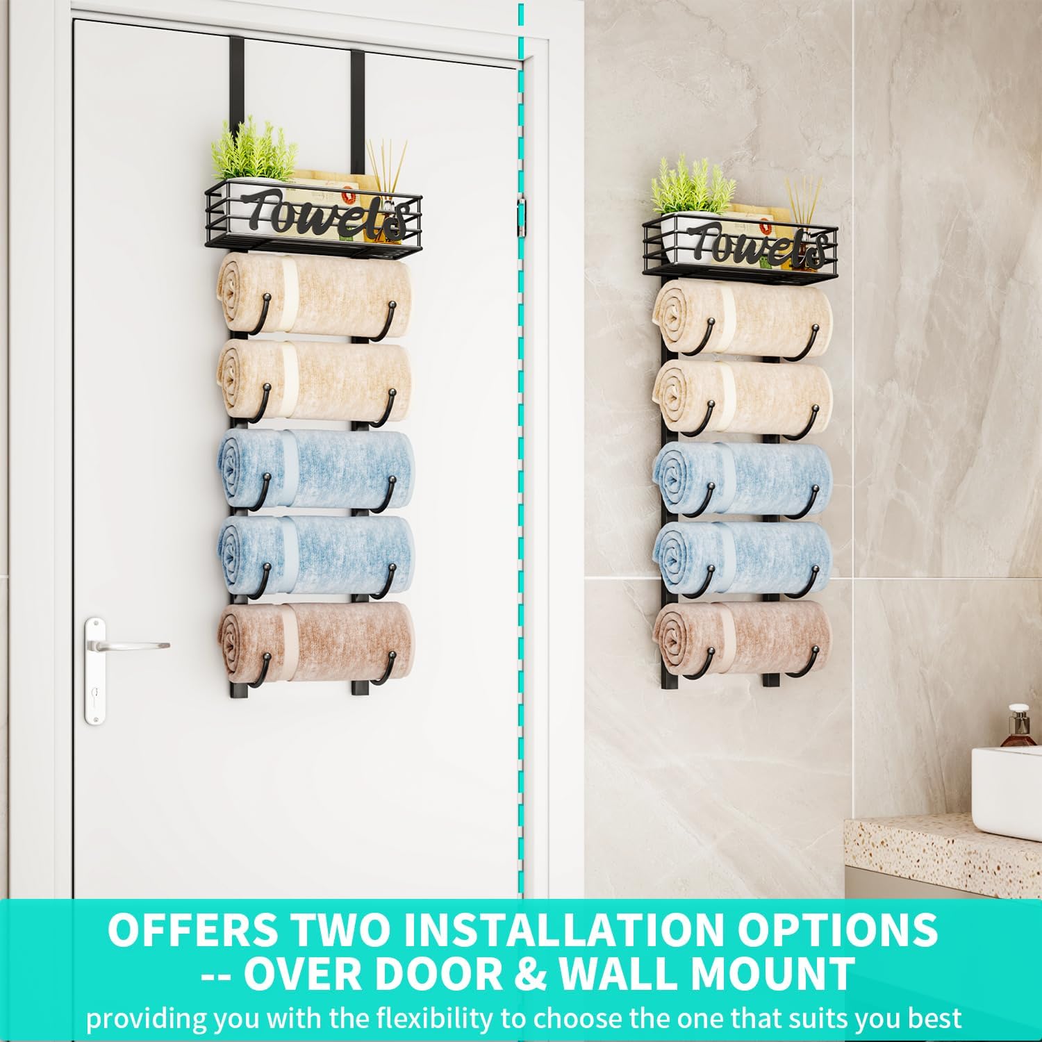 HapiRm 6-Tier Towel Rack - Black Patented
