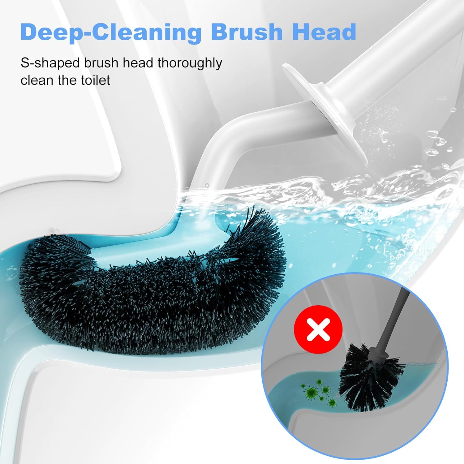 HAMITOR Toilet Bowl Brush Holder Set with Curved Design and Hidden Storage
