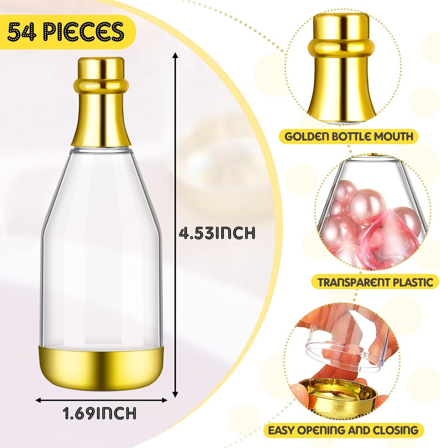 Cunhill 54 Piece Champagne Candy Bottles for Wedding and Party Favors