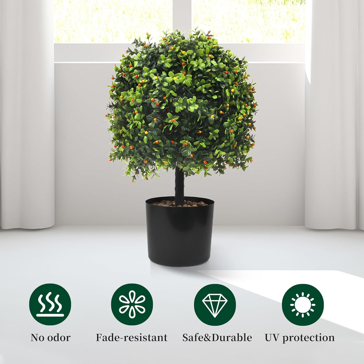 KUKKUME Artificial Boxwood Topiary Set of 2