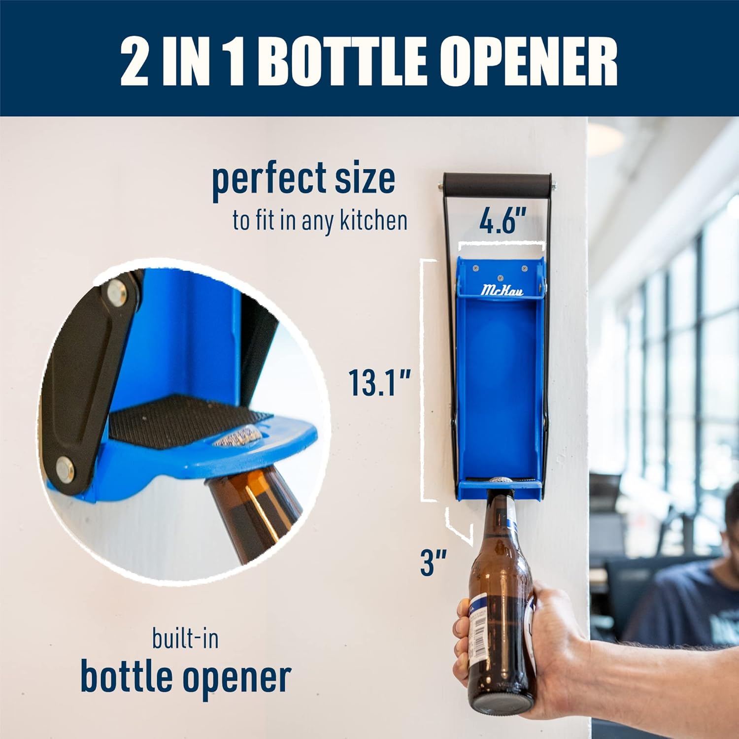 Mckay 16 Oz Metal Can Crusher Wall Mounted Blue