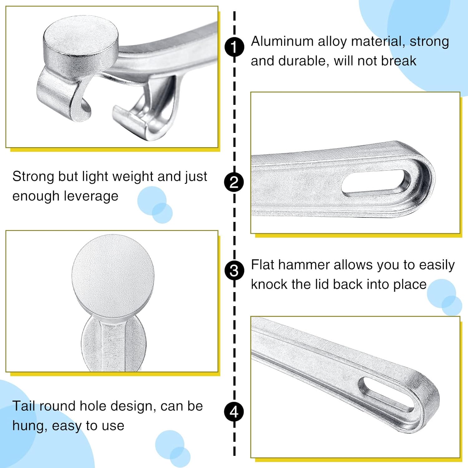 Yetene 1Pcs Aluminum Bucket Lid Opener Set