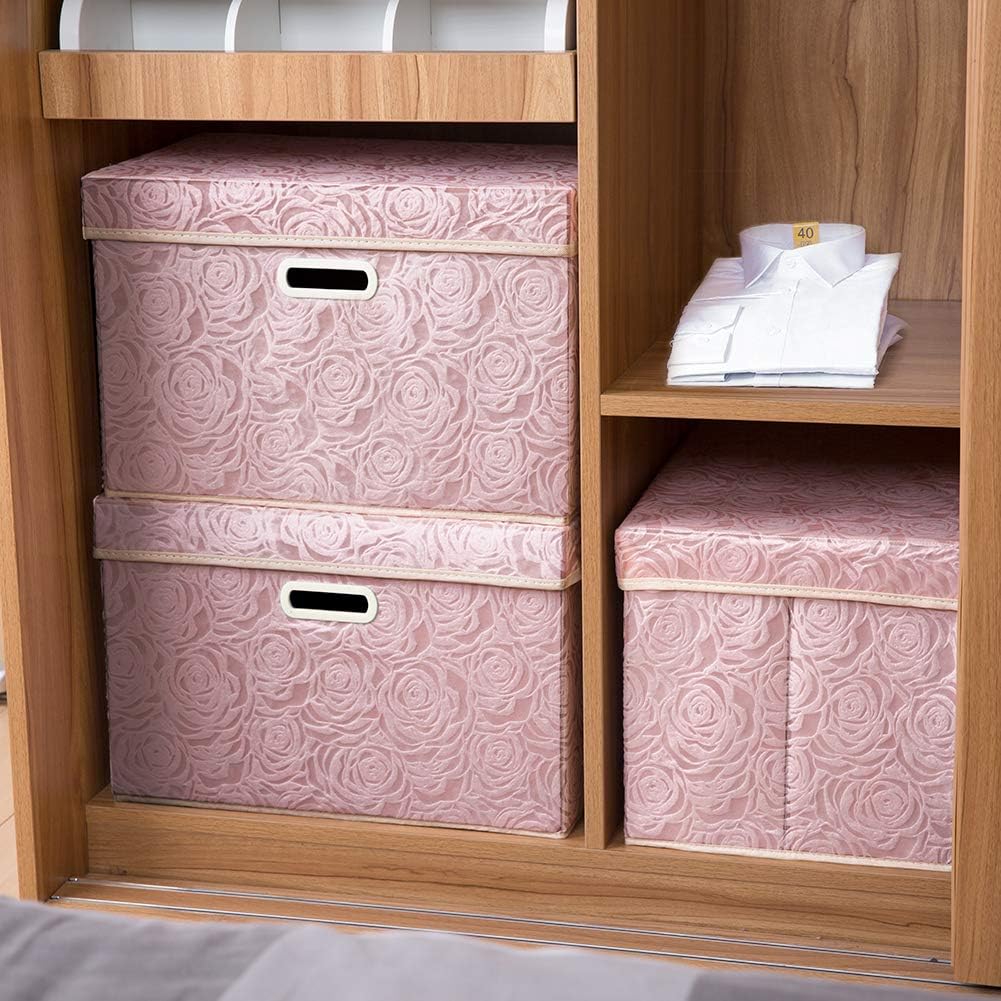Prandom Larger Foldable Storage Box with Lid 3-Pack