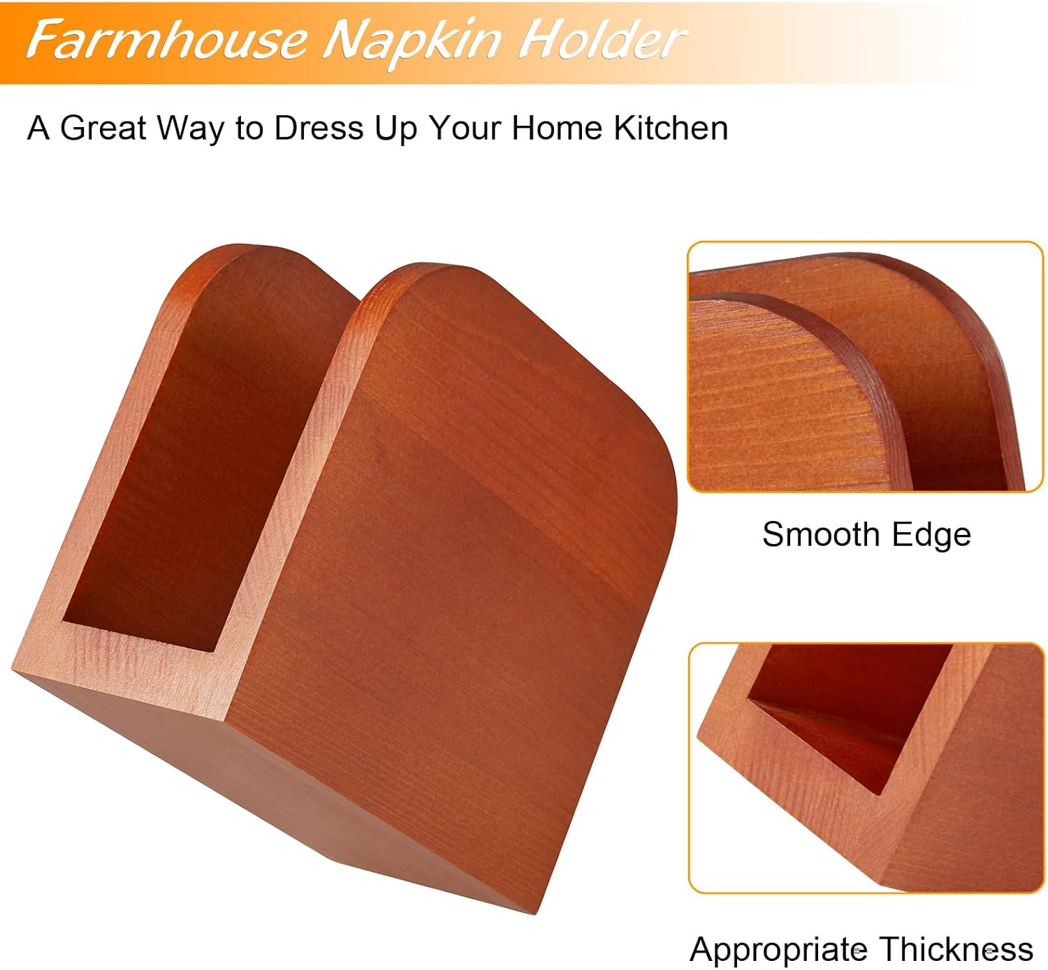 ALELION Wood Napkin Holder for Table and Kitchen