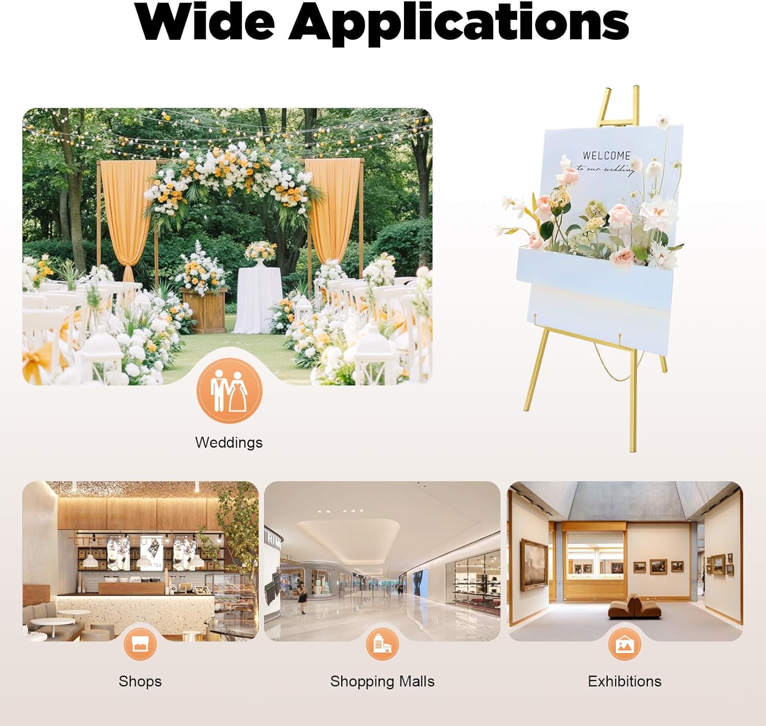 2PCS 465 Inch Tall Metal Easel Stand for Weddings and Displays