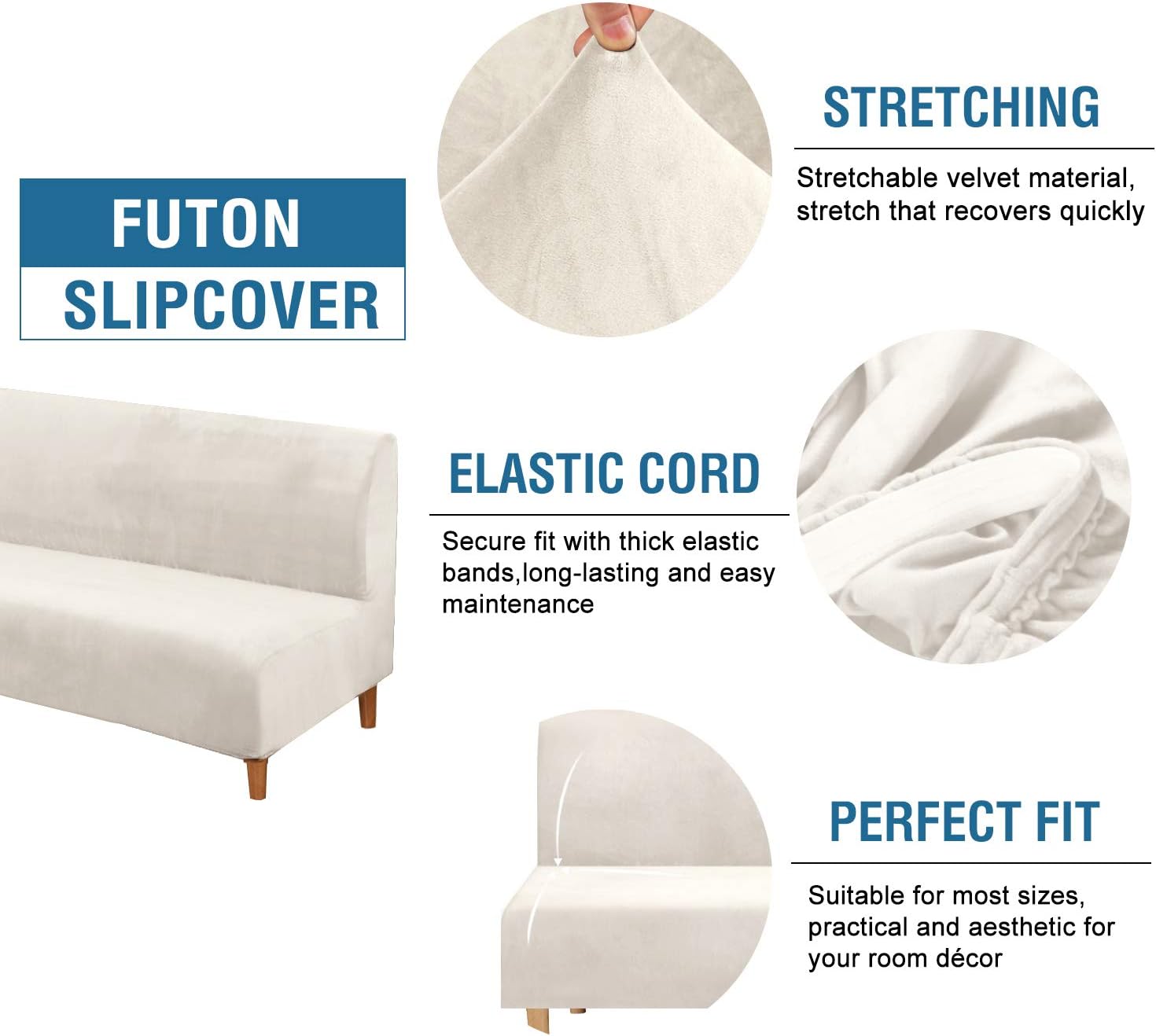 HVERSAILTEX Velvet Sofa Slipcover - Ivory