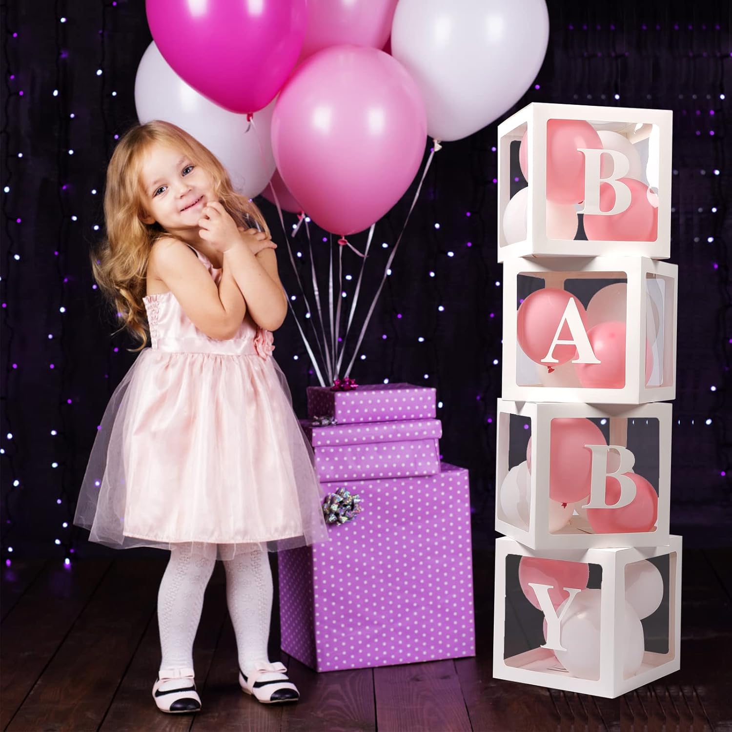 Voircoloria 4pc Clear Balloon Boxes with Letters