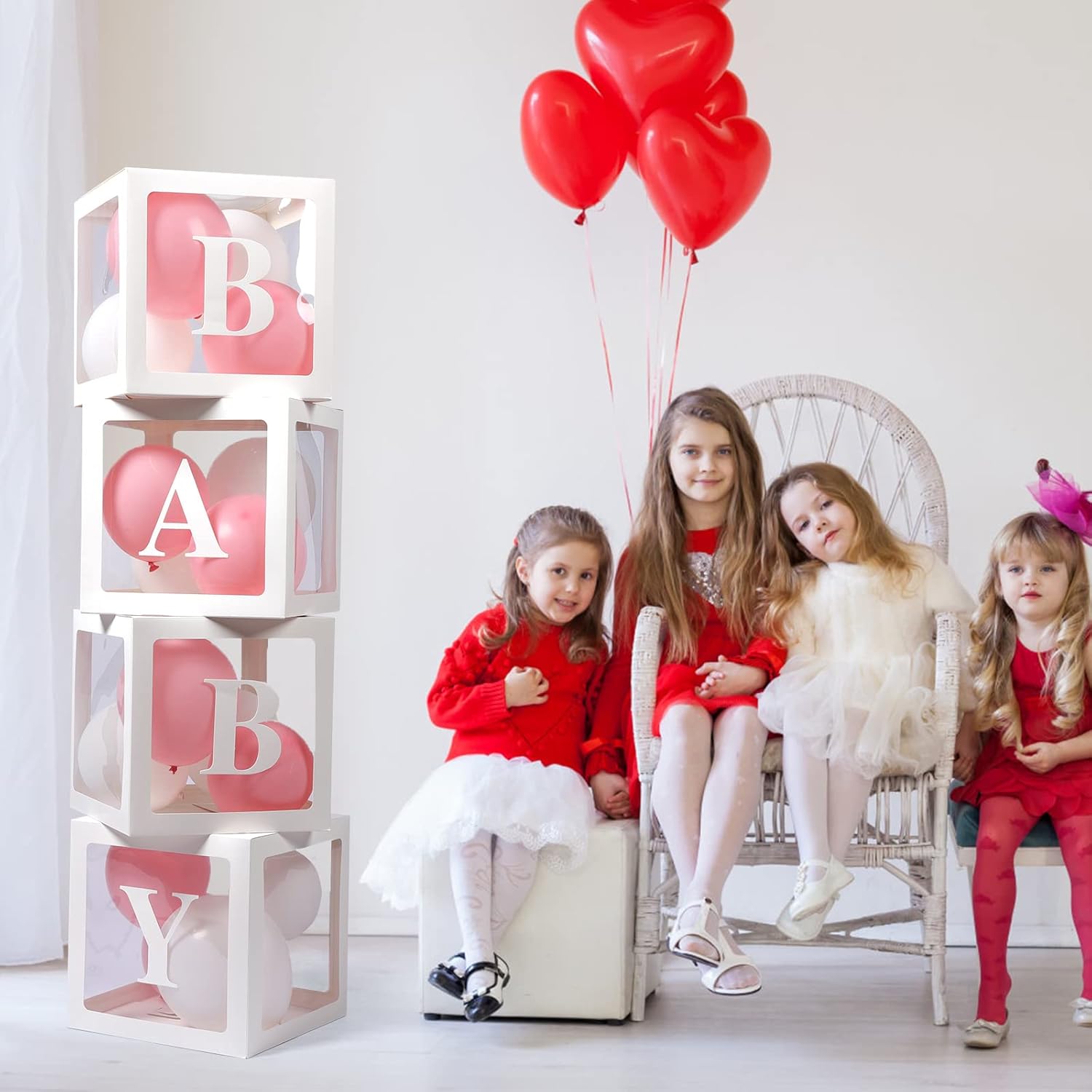 Voircoloria 4pc Clear Balloon Boxes with Letters