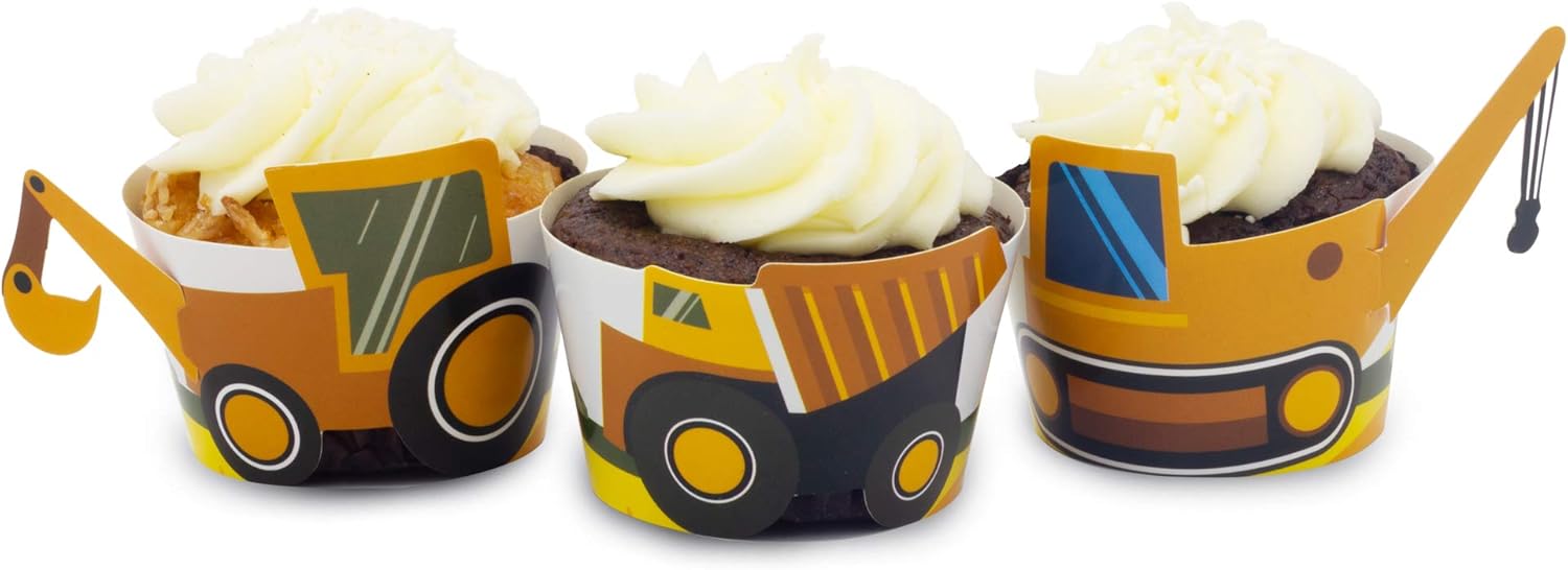Pop Fizz Designs Construction Birthday Cupcake Wrappers Set of 24