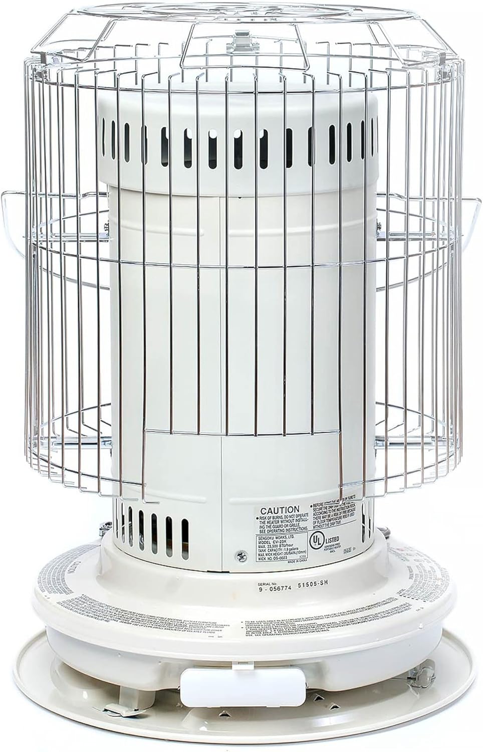 KeroHeat Sengoku Kerosene Heater 23500 BTU Portable White Cordless