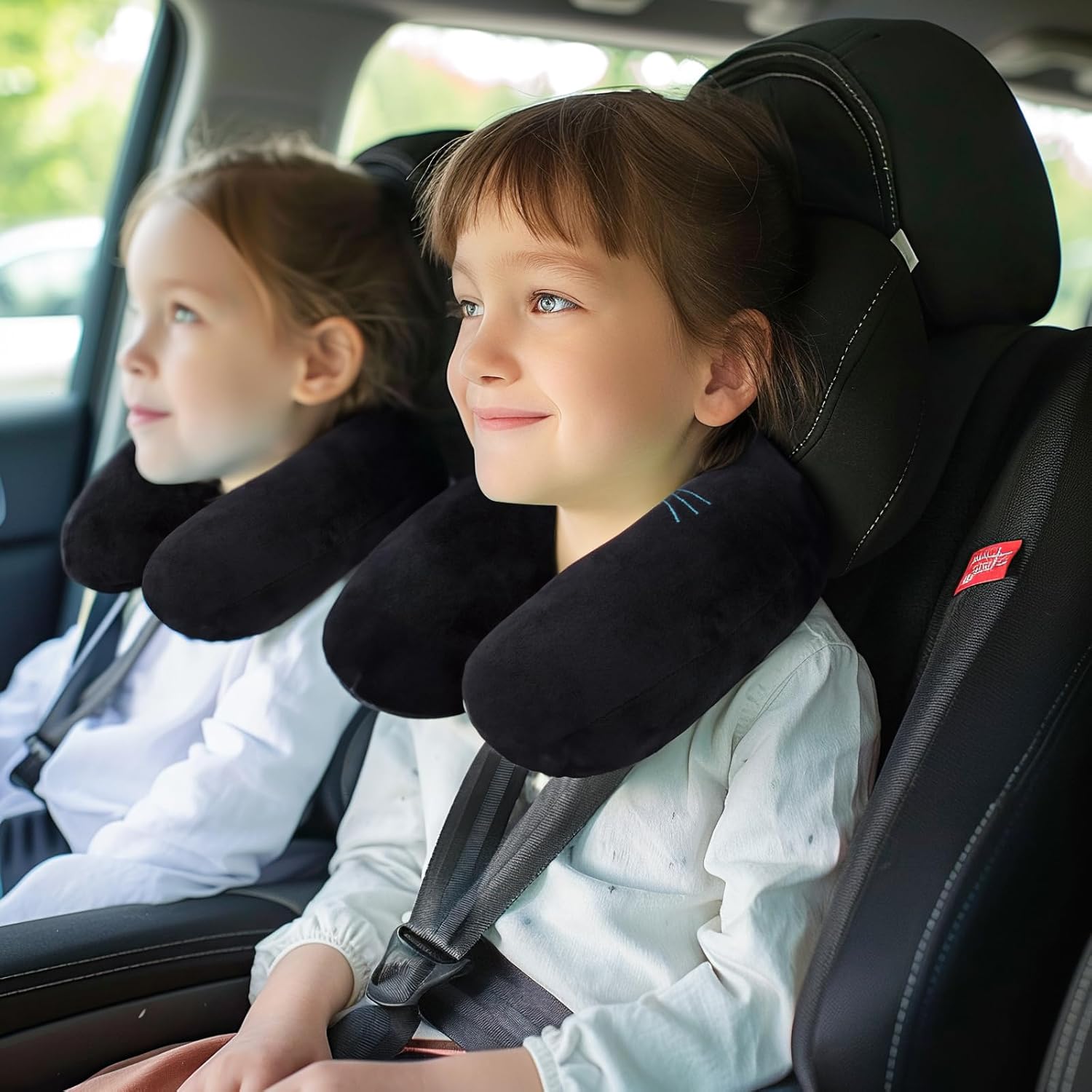 H HOMEWINS Travel Pillow for Kids Black Cat