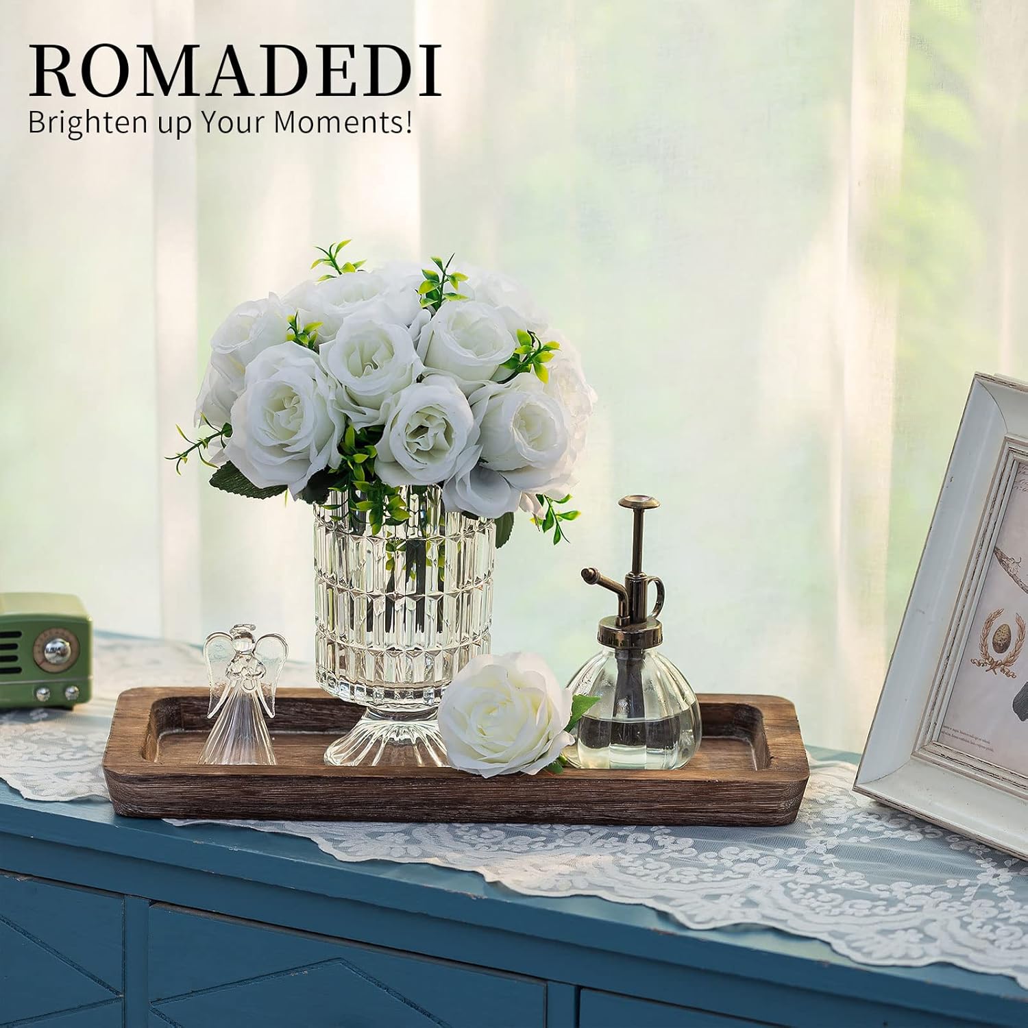 Romadedi Wooden Candle Holder Tray for Home Decor