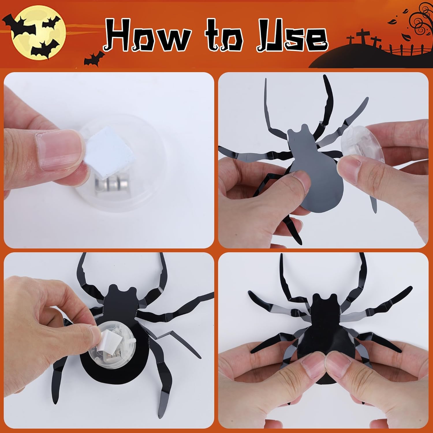 DRDUDU 36 Halloween Spider Wall Decor with LEDs