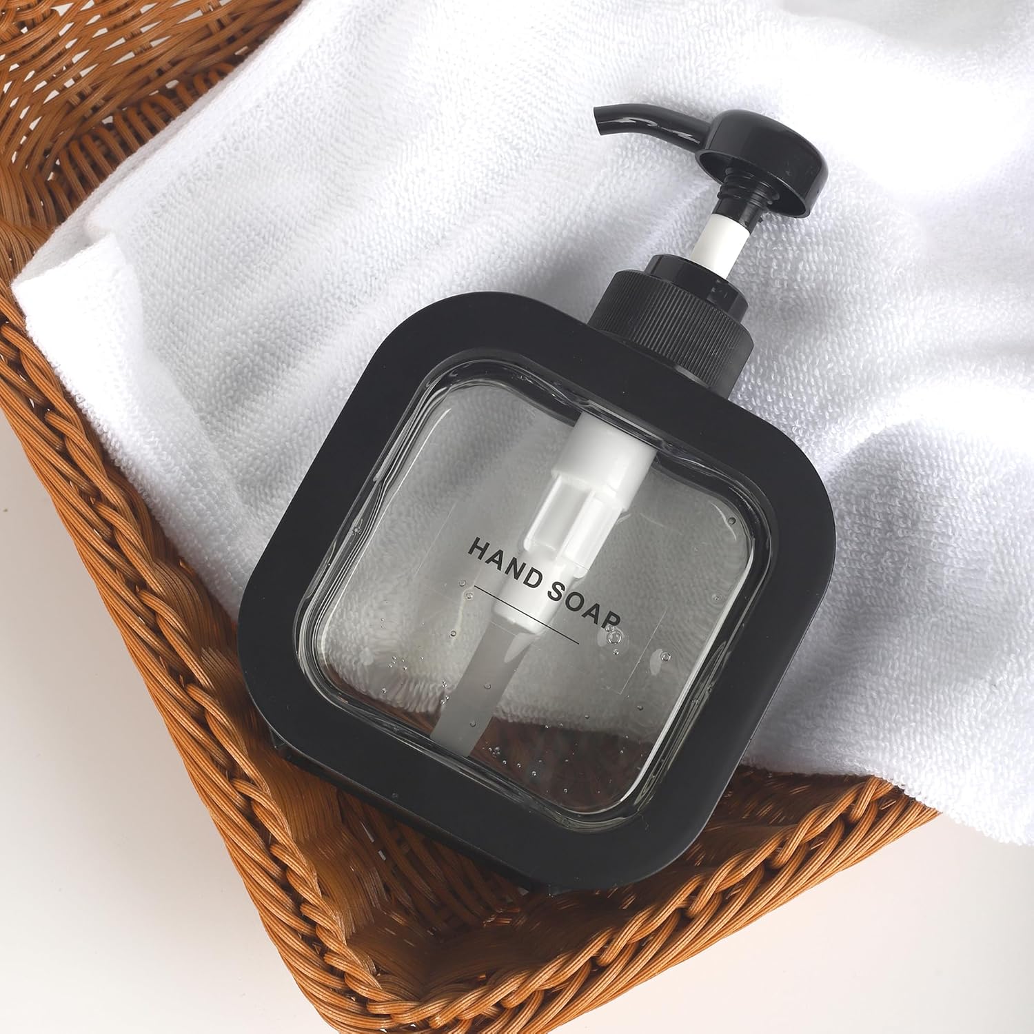 Modern Black Hand Dish Soap Dispenser with Labels