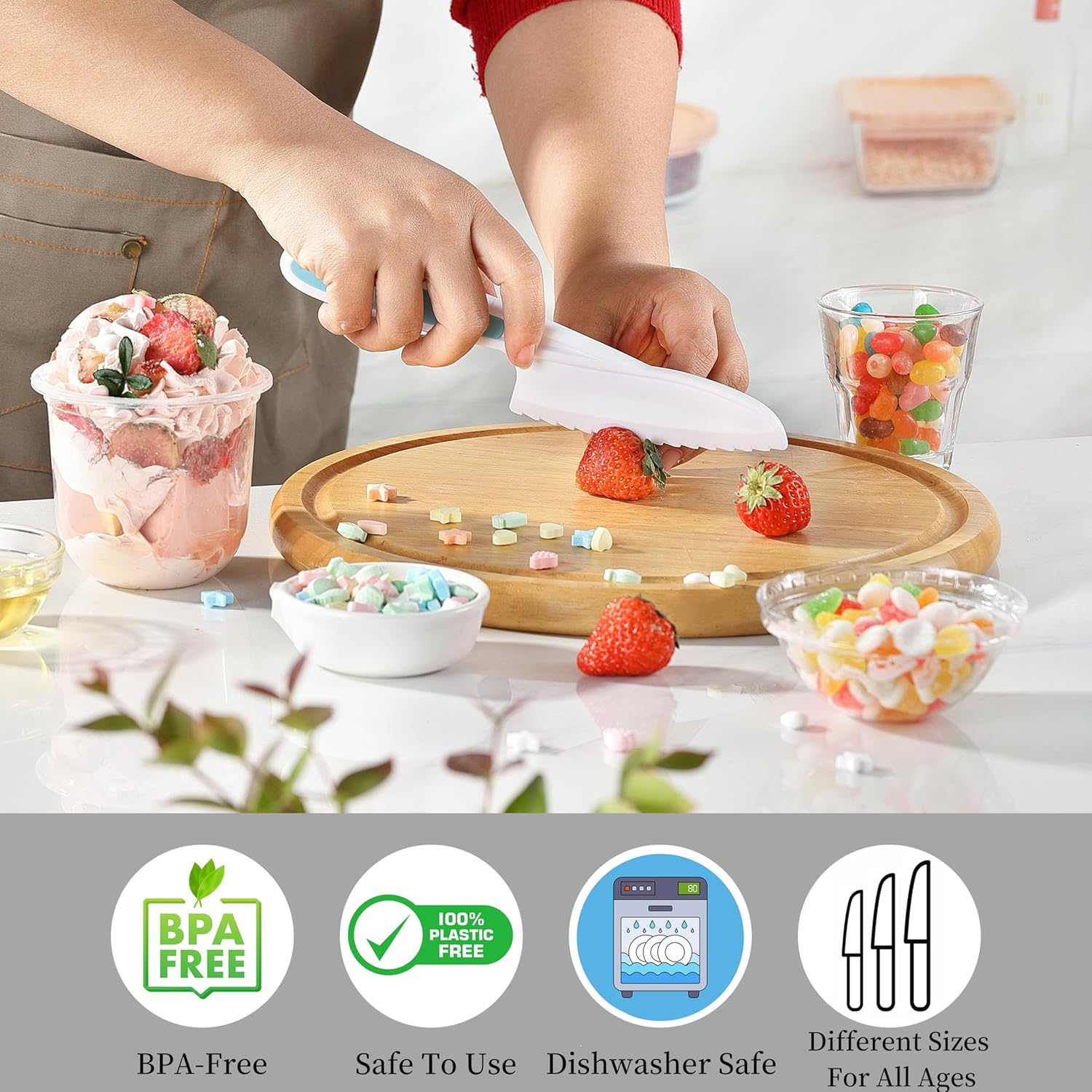 Toddler Knife Set with Serrated Edges for Safe Kids Cooking
