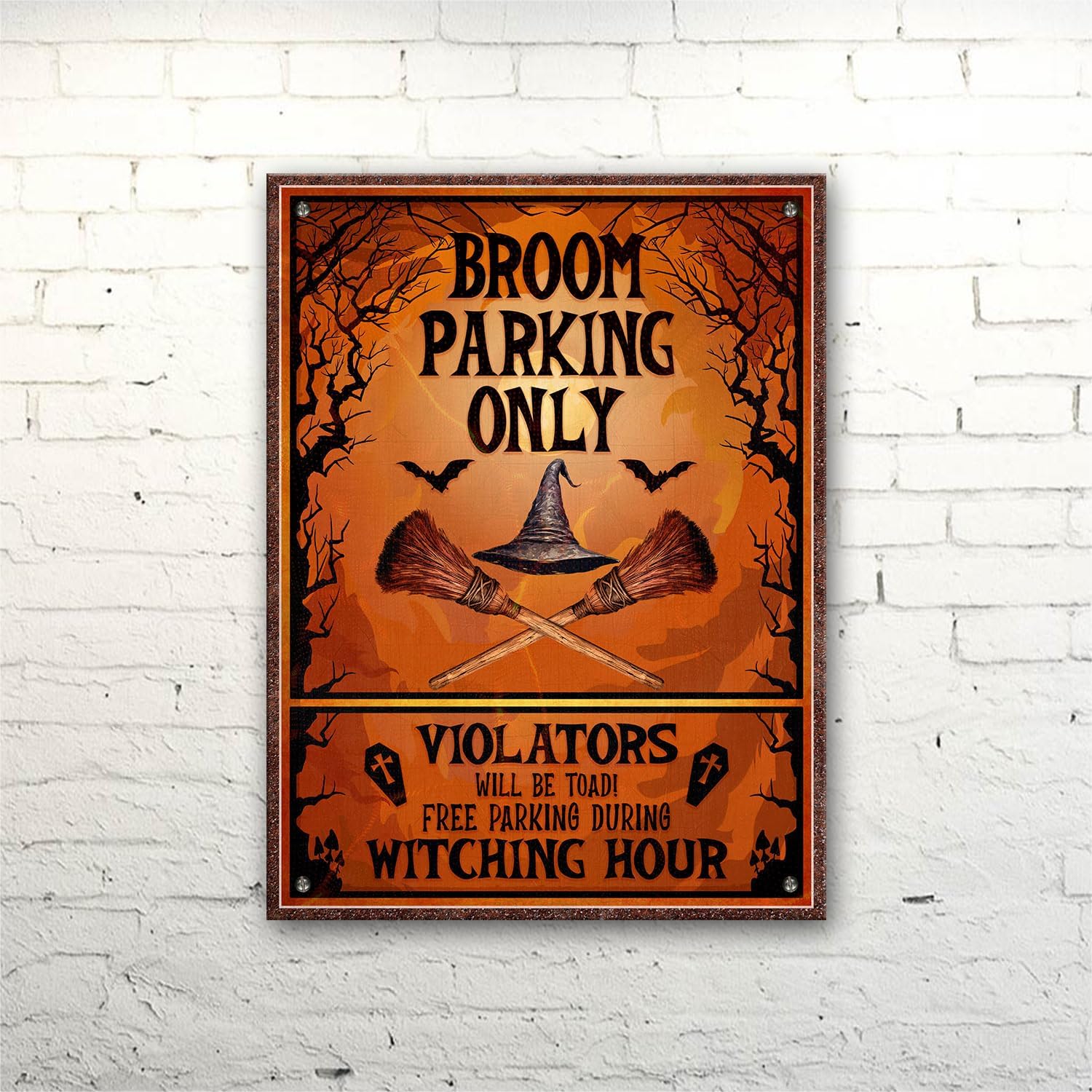 Broom Parking Only Witch Halloween Metal Sign