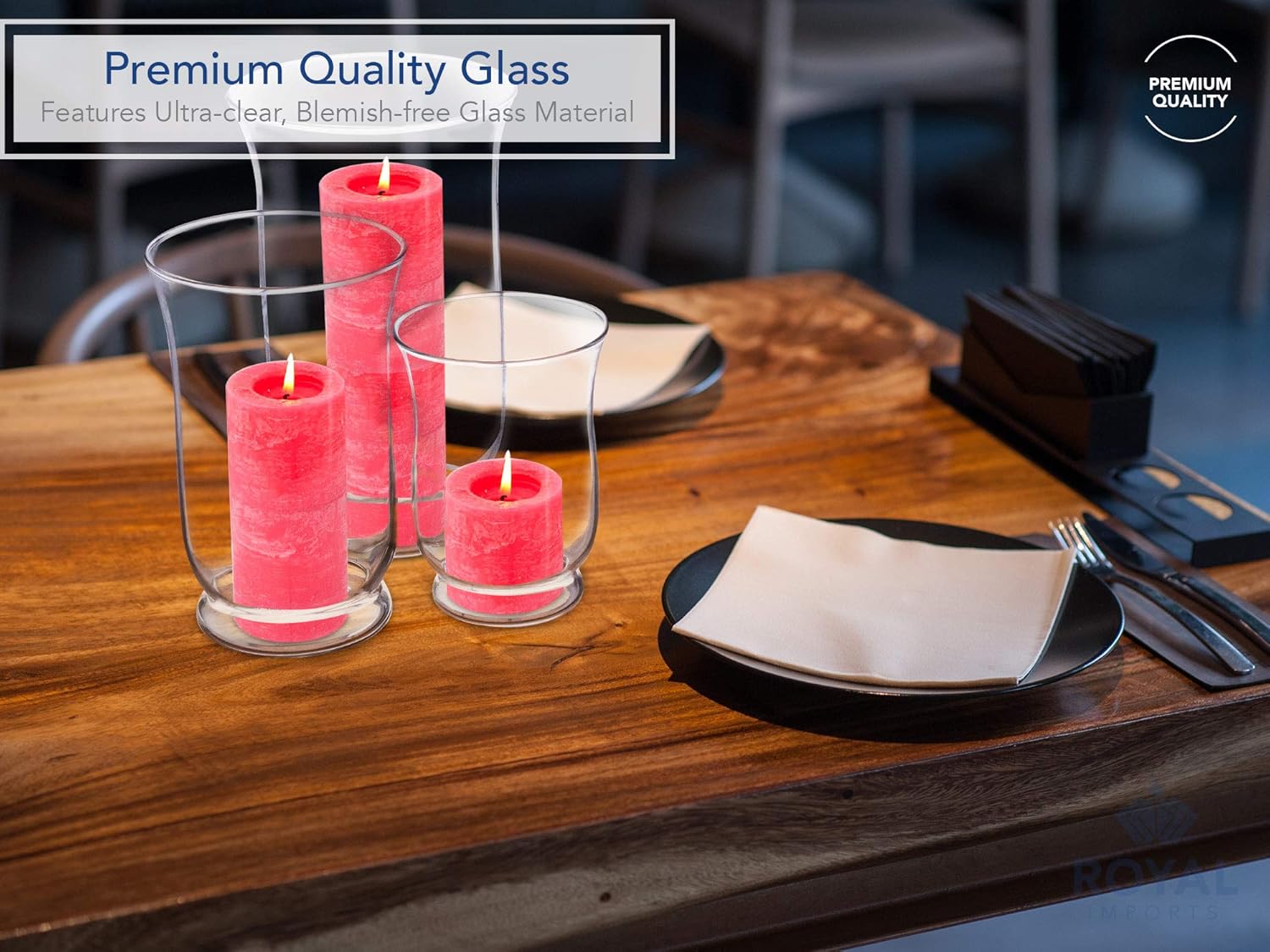 Royal Imports 3 Pc Clear Glass Hurricane Candle Holder Set