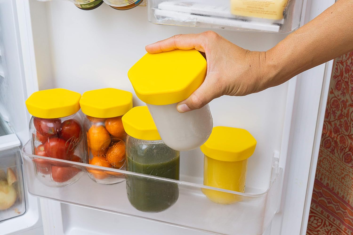 HOUSERRY DELUXE Easy-Grip Silicone Jar Lid 3 Pcs Yellow Wide Mouth