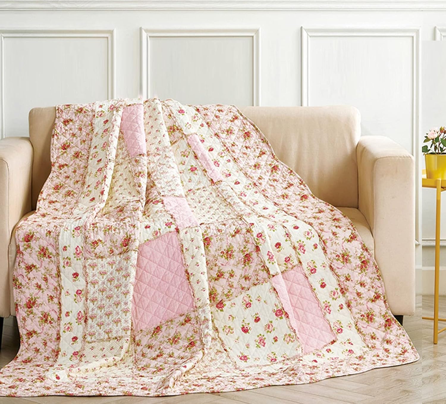 Cozyholy Fluffy Cotton Patchwork Quilt Full Queen