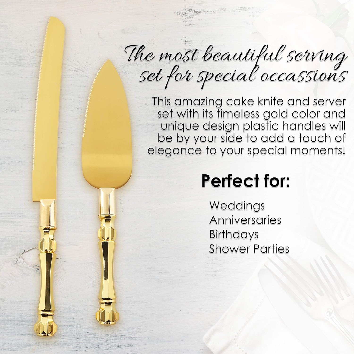 Homi Styles Gold Elegant Cake Knife and Server Set of 2