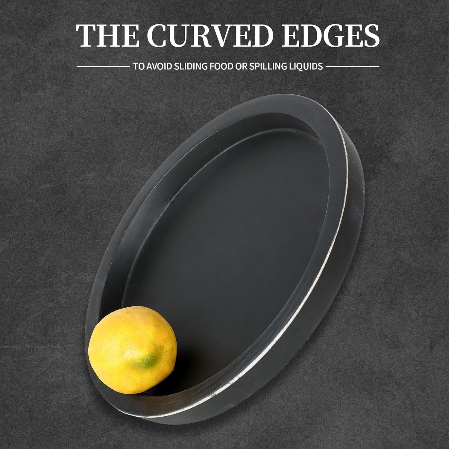 Hanobe Black Round Wooden Serving Tray