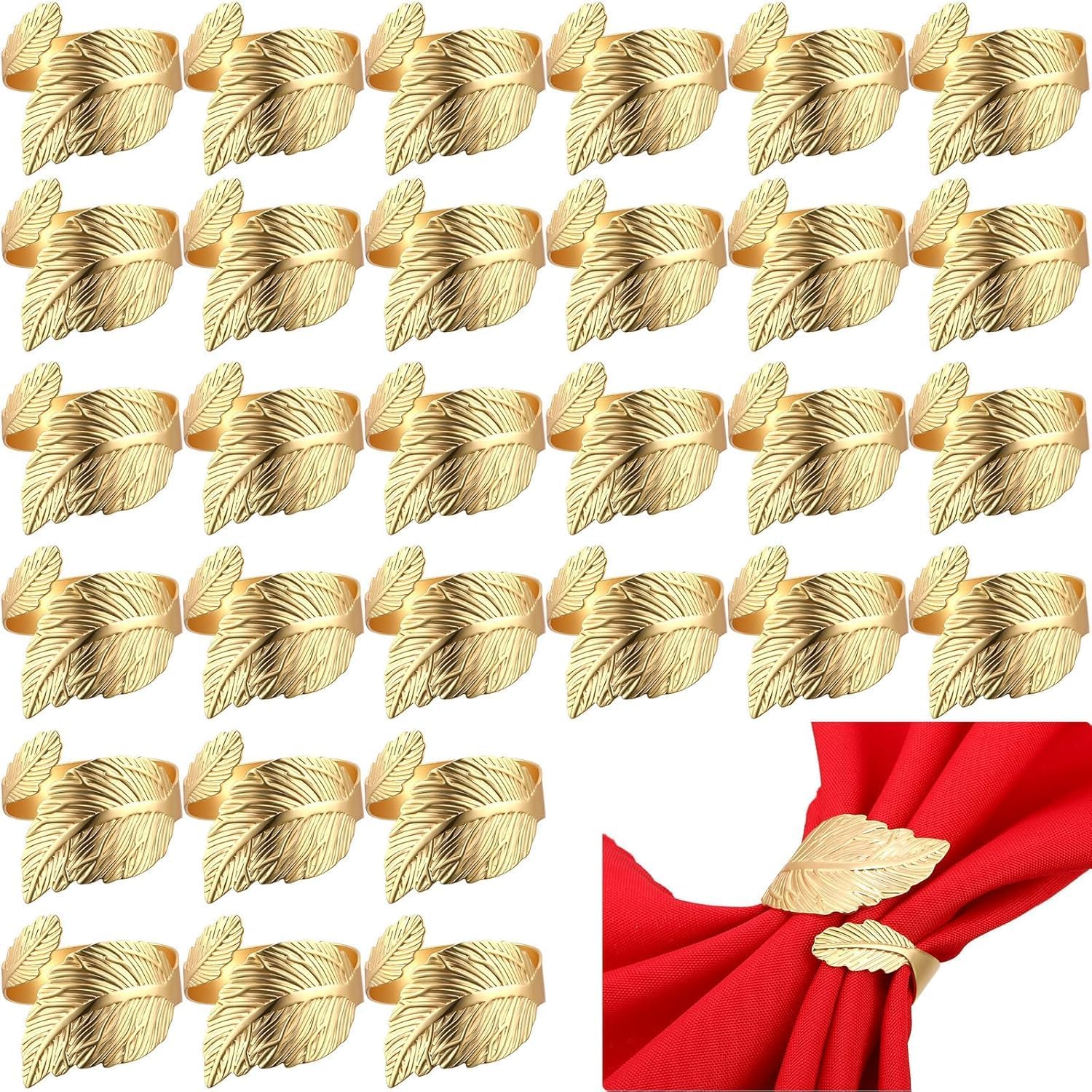 Gold Napkin Rings Set of 50 for Elegant Table Settings