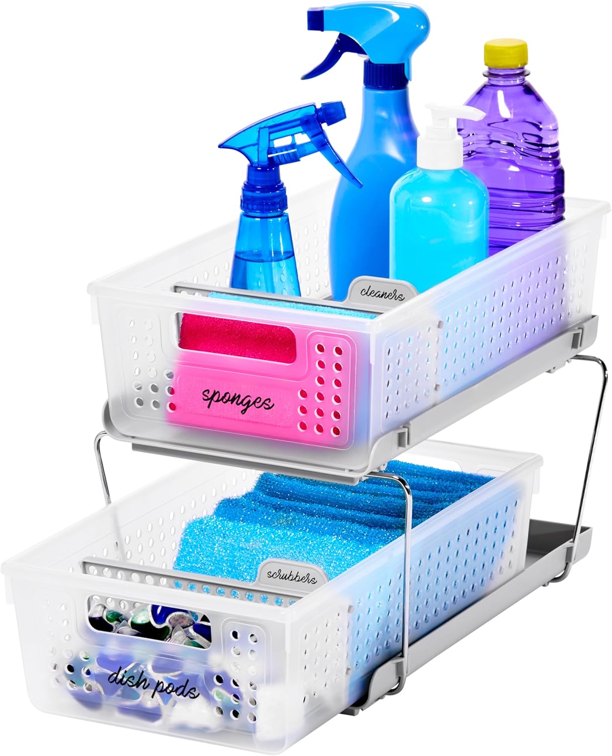 Madesmart 2-Tier Organizer with Handles and Adjustable Dividers