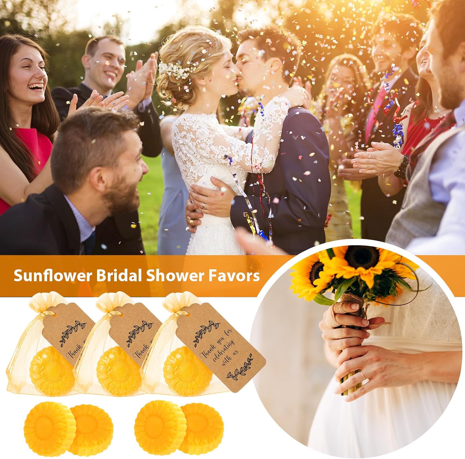 Demissle 50 Piece Sunflower Soap Favors