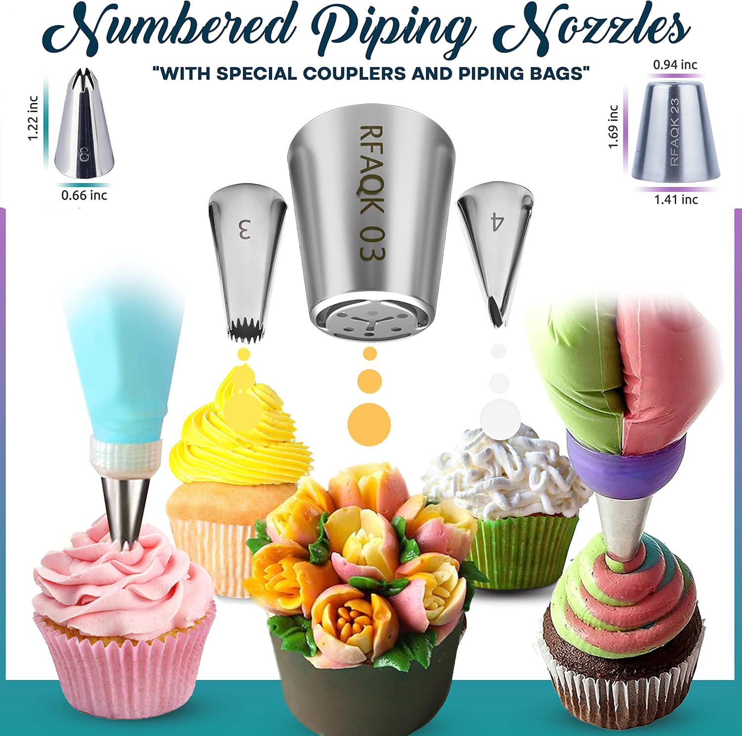 RFAQK 230pcs Cake Decorating Kit with Turntable and Tips