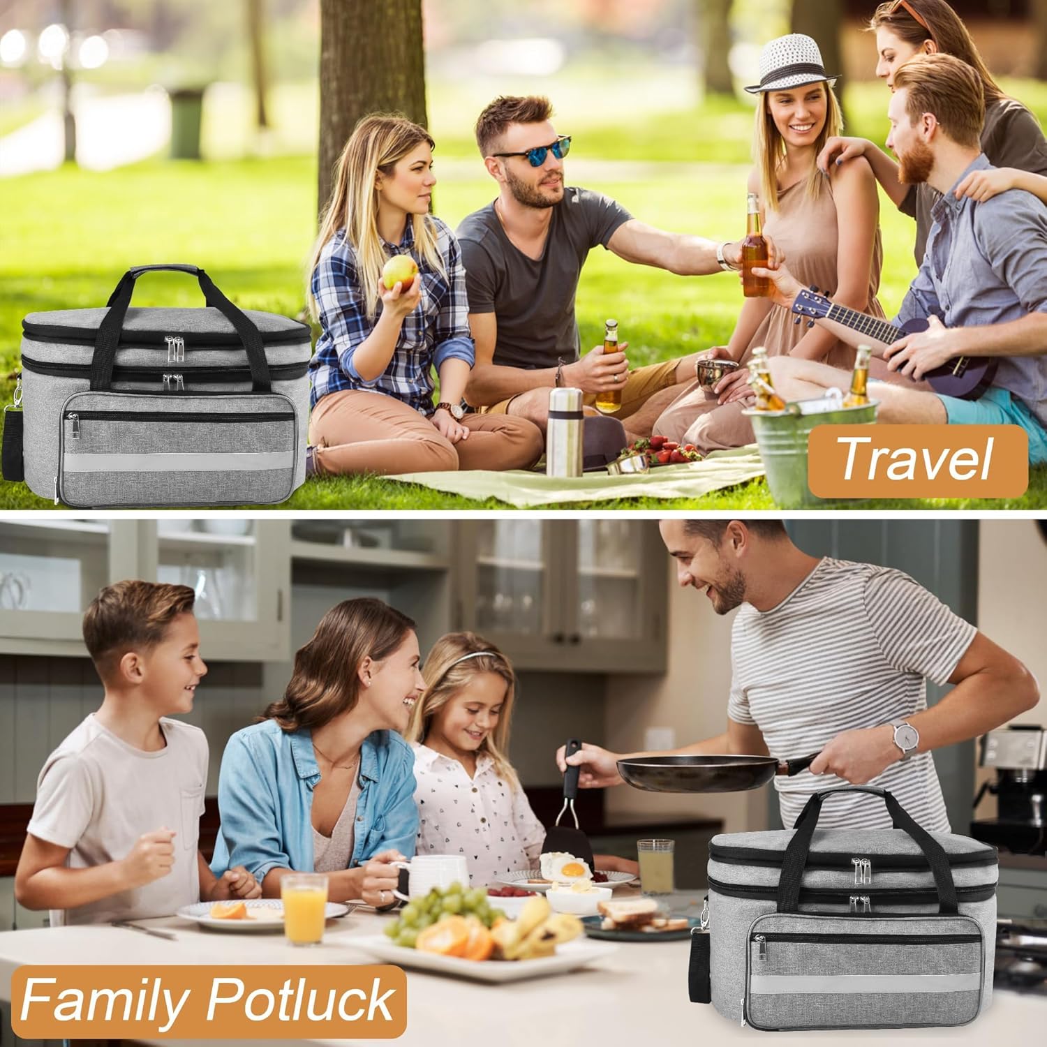 Double Layer Slow Cooker Carrying Bag for 6-8 Quart Crock Pot