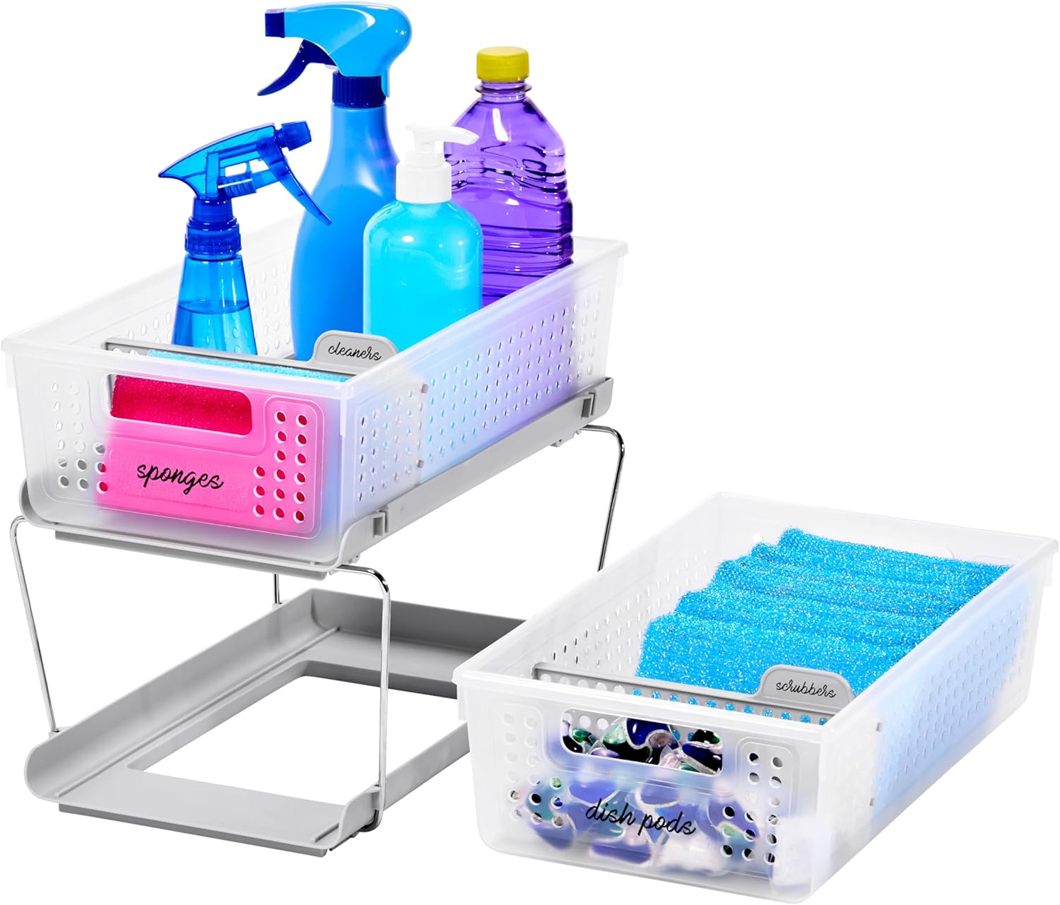 Madesmart 2-Tier Organizer with Handles and Adjustable Dividers