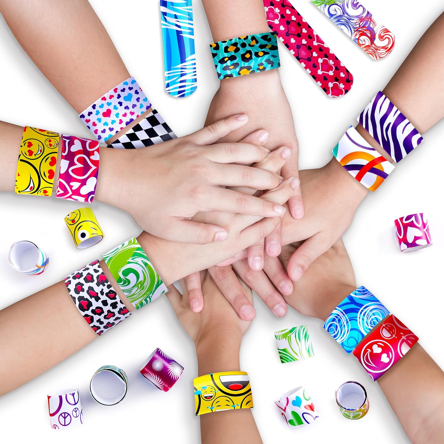 Giraffe Manufacturing 50-Pack Slap Bracelets for Kids