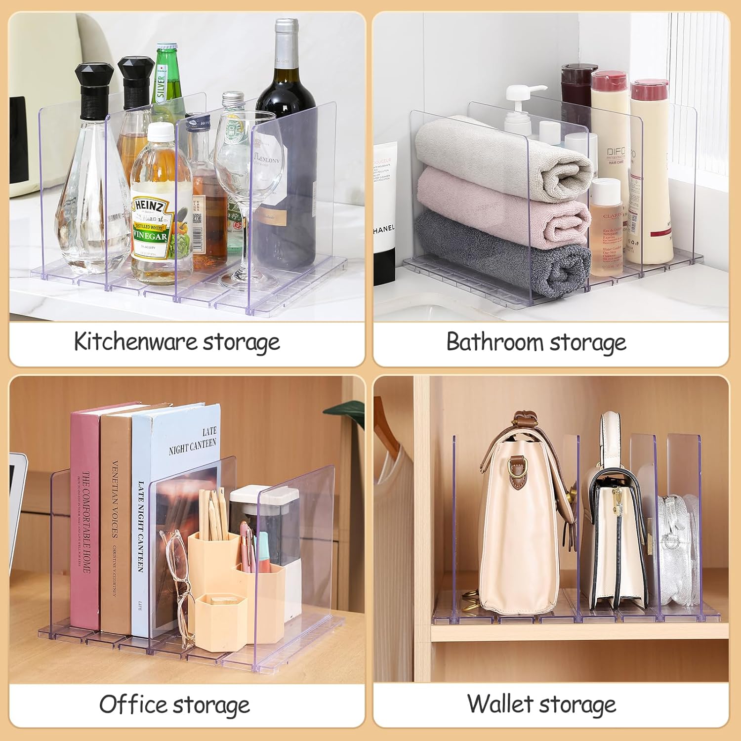 Fangoo 8 Layer Adjustable Purse Organizer for Closet Shelf Divider