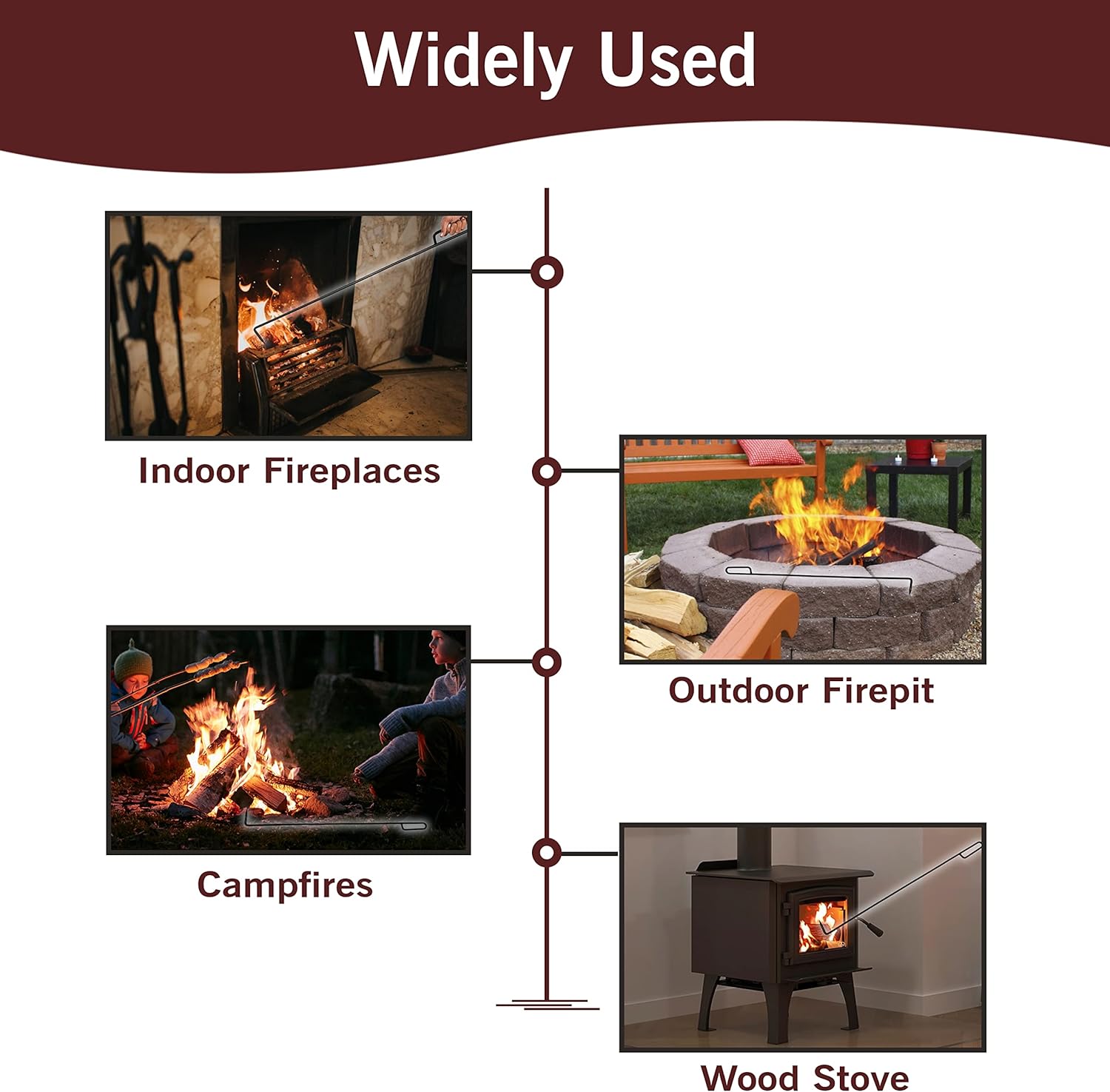 FEBTECH 40-Inch Fire Pit Poker - Black