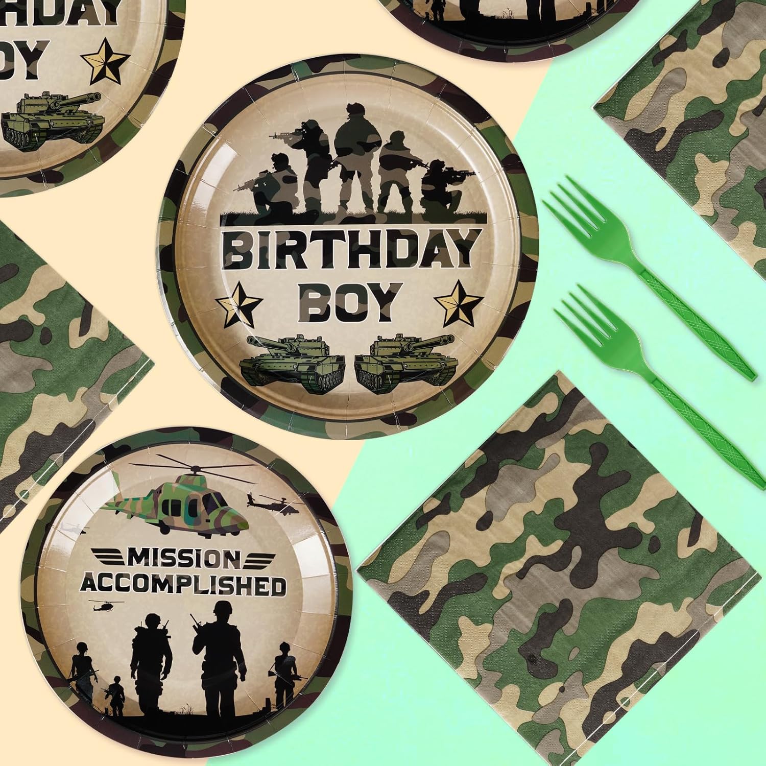 96Pcs Camouflage Birthday Party Supplies Set