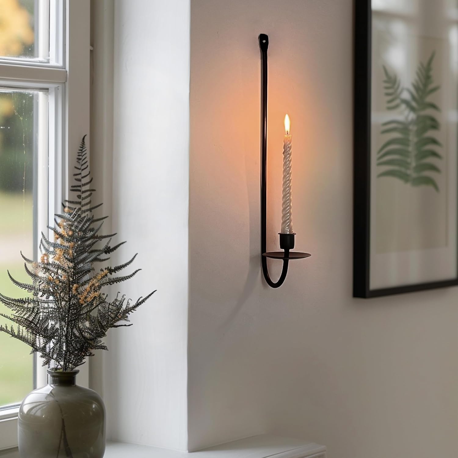 Remenna Wall Candle Sconce Holder Set of 2 Black Modern Rustic