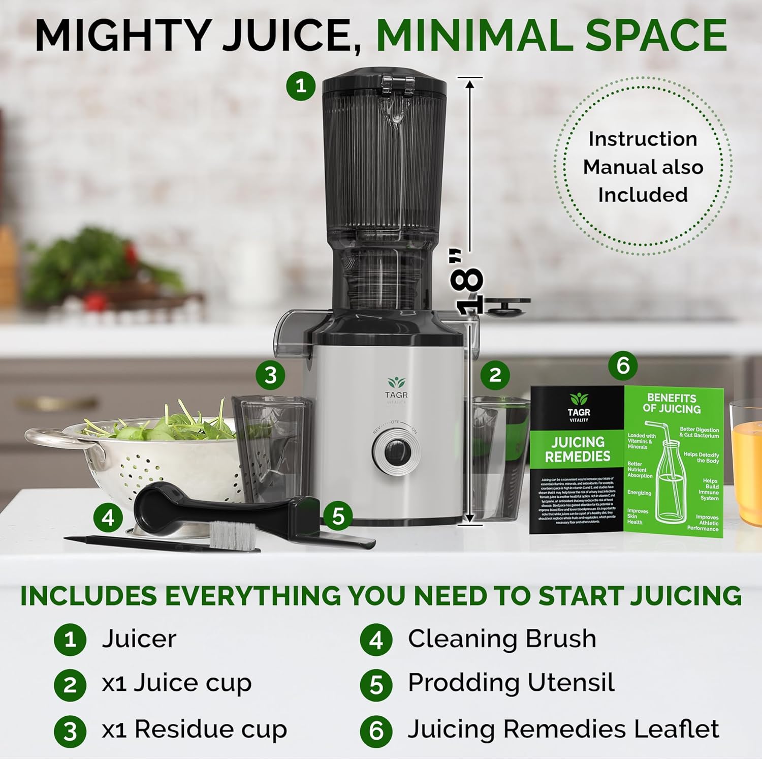 Tagr Vitality Slow Masticating Cold Press Juicer