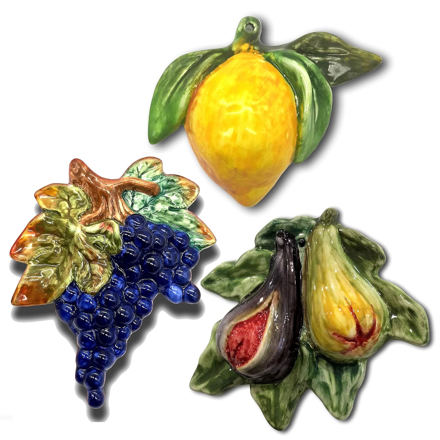 Italian Ceramic Fruits Wall Decor Hand PaintedBy Giotti Ceramiche