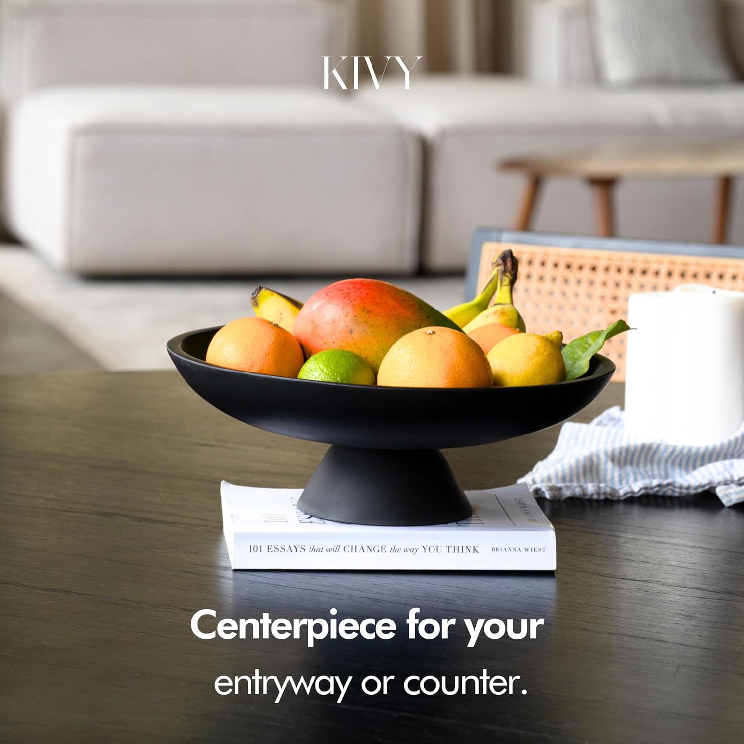 KIVY Concrete Fruit Bowl for Kitchen Counter