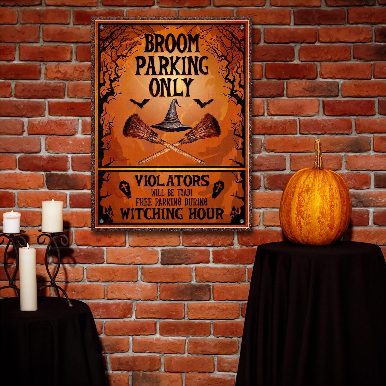 Broom Parking Only Witch Halloween Metal Sign