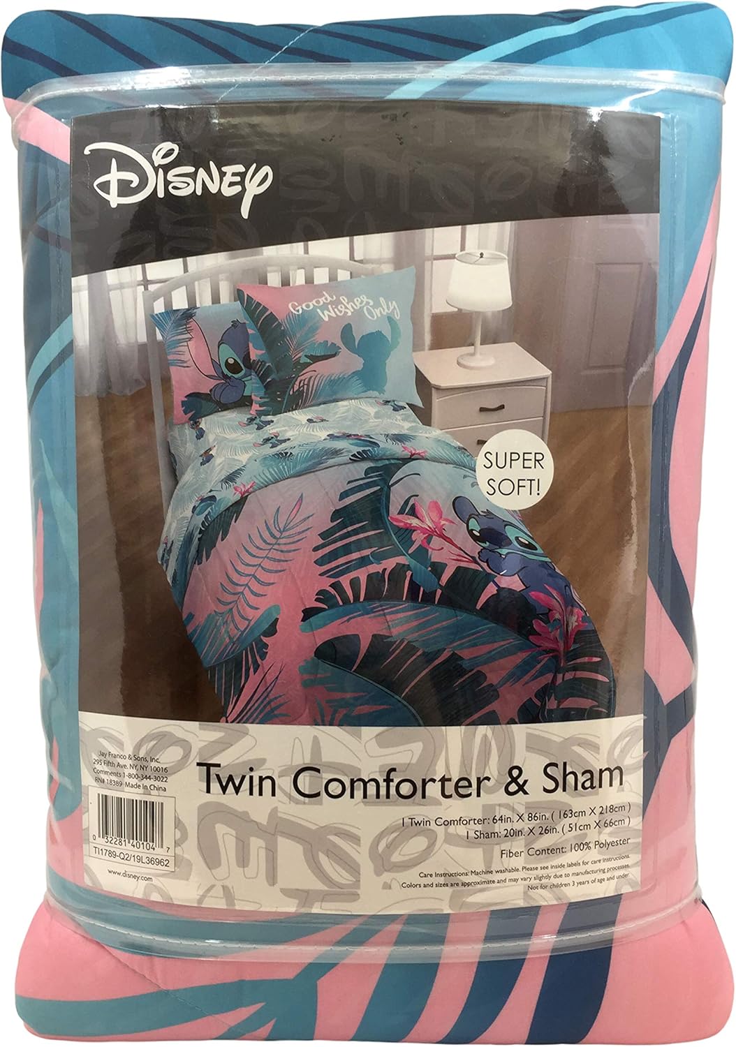 Jay Franco Disney Lilo Stitch Floral Fun Twin Comforter Set