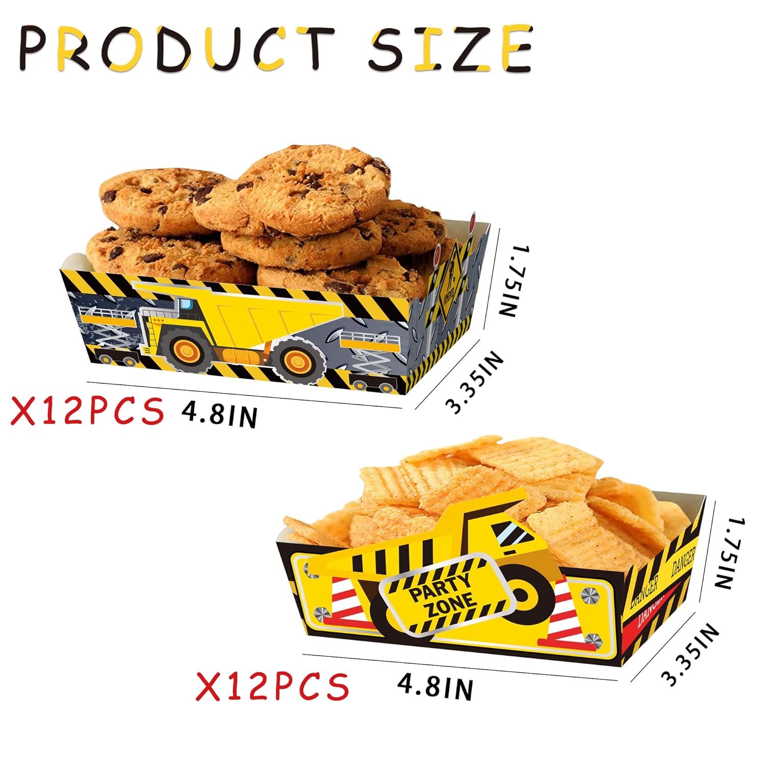 24 Pcs Construction Themed Snack Bowls for Kids