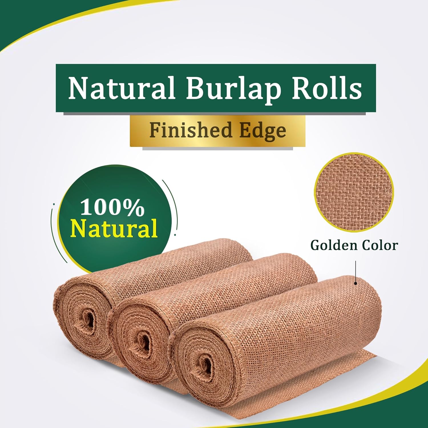 Fibeusion Burlap Table Runner 12x30ft No-Fray Premium Natural Roll