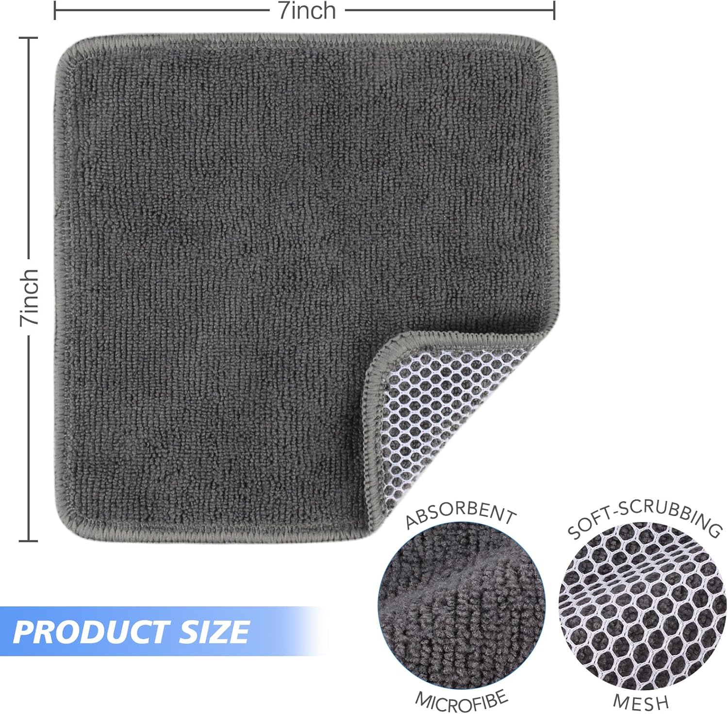KinHwa Kitchen Washcloths with Poly Scrub Side 9 Pack