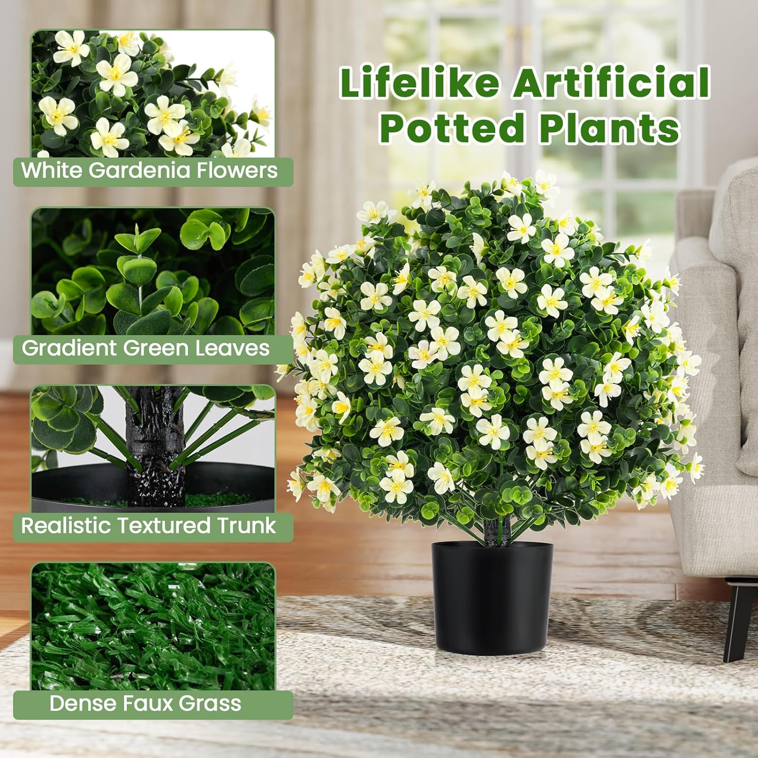 Goplus 215 Inch Artificial Boxwood Topiary Ball Tree Set of 2