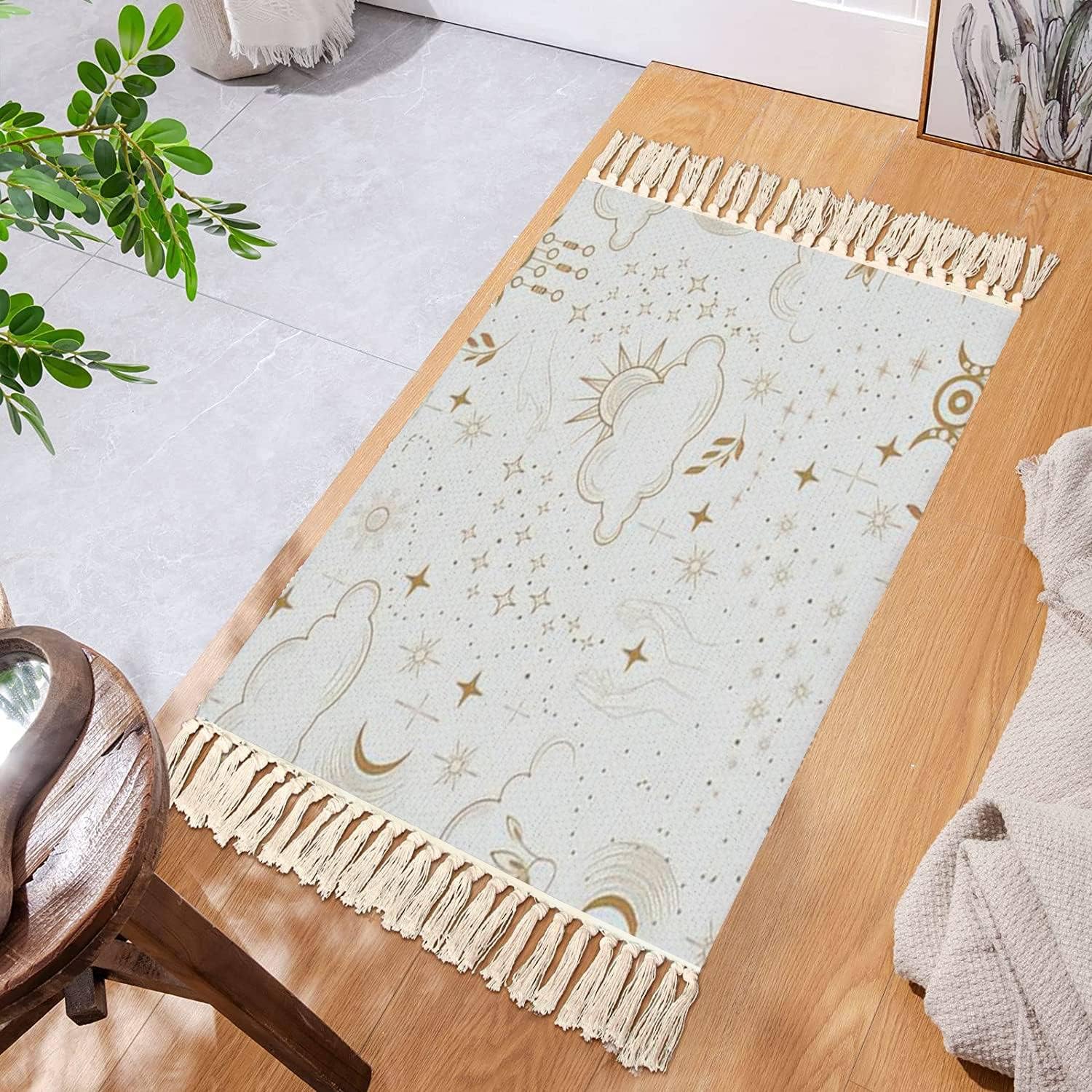 Boho Style Star Pattern Area Rug for Kids Room