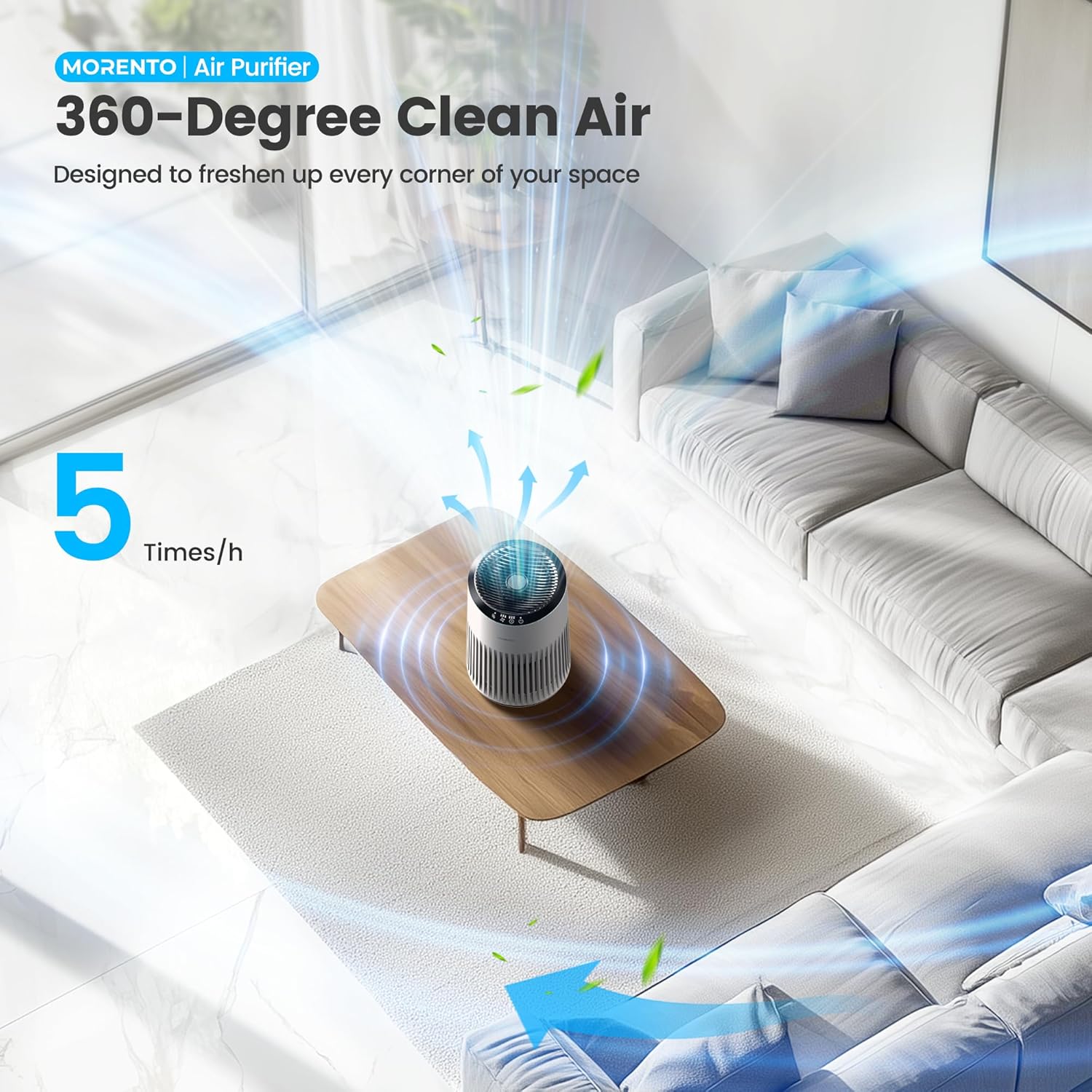 MERONTE Small Air Purifier with Sleep Mode and Blue Light
