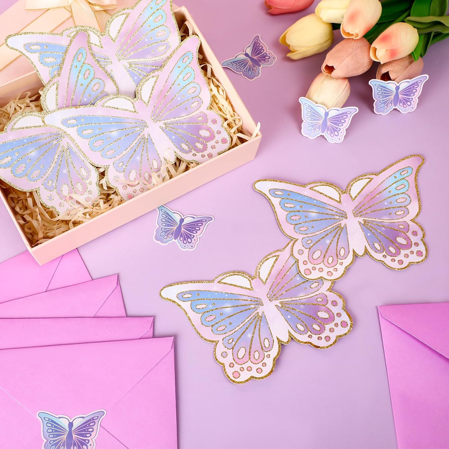 Hotop 24 Piece Butterfly Party Invitations with Envelopes and Stickers